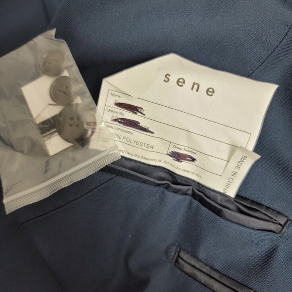 Sene Soho Flex Tech Sport Coat Unstructured Blazer Jacket Blue Custom 54 Chest - Picture 3 of 3